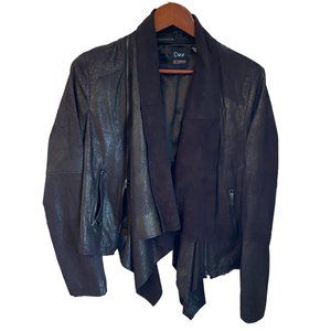 Suede and Faux Leather Moto Style Jacket